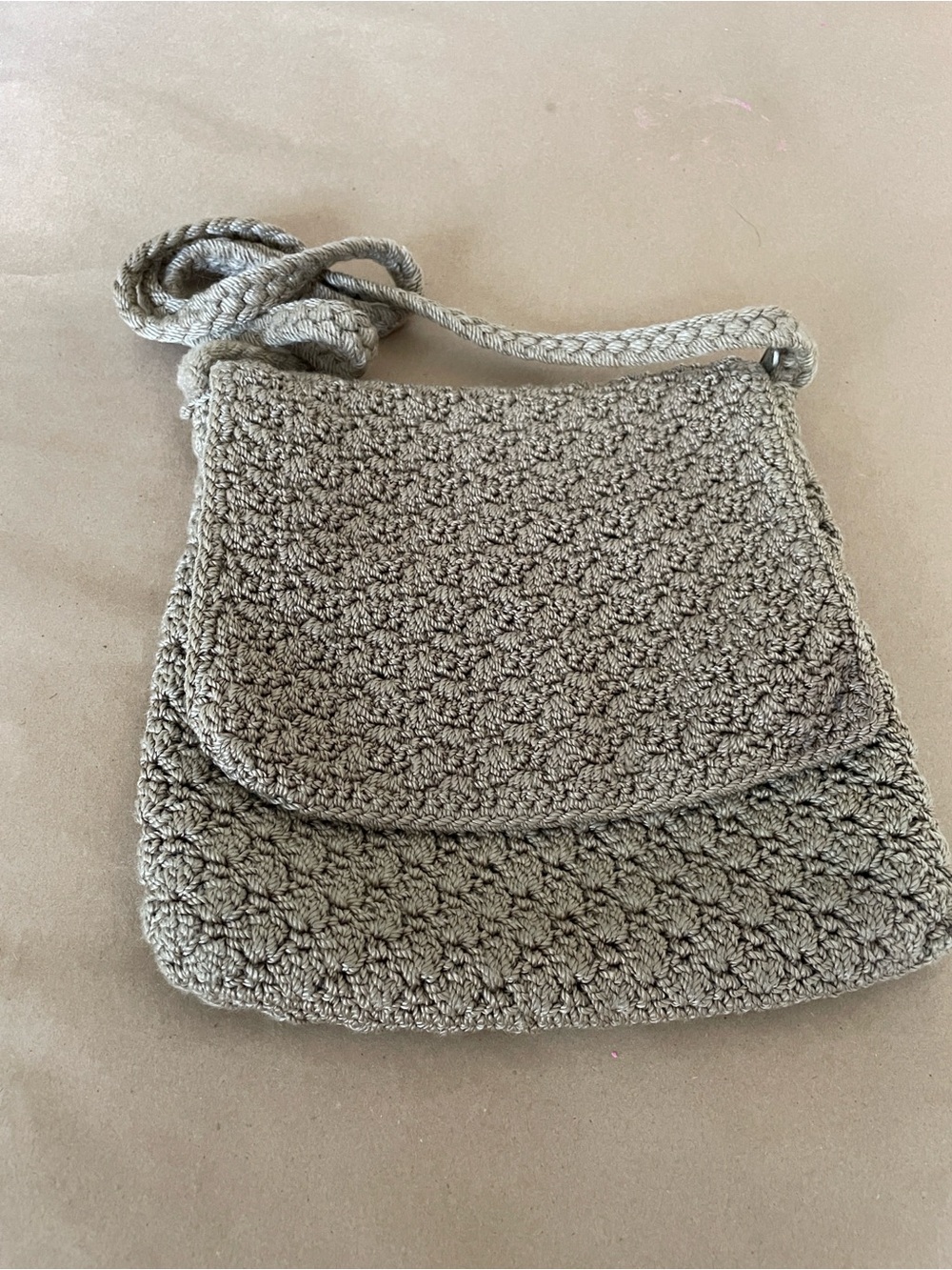 The Sak Crochet Crossbody Bag in Taupe